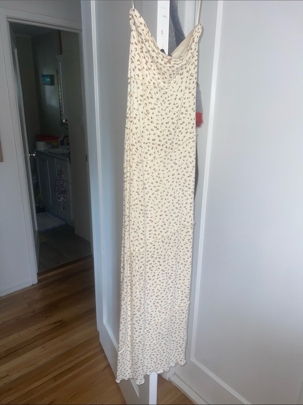 Edikted Cream Floral Cowl-Neck Maxi Dress with Spaghetti Straps